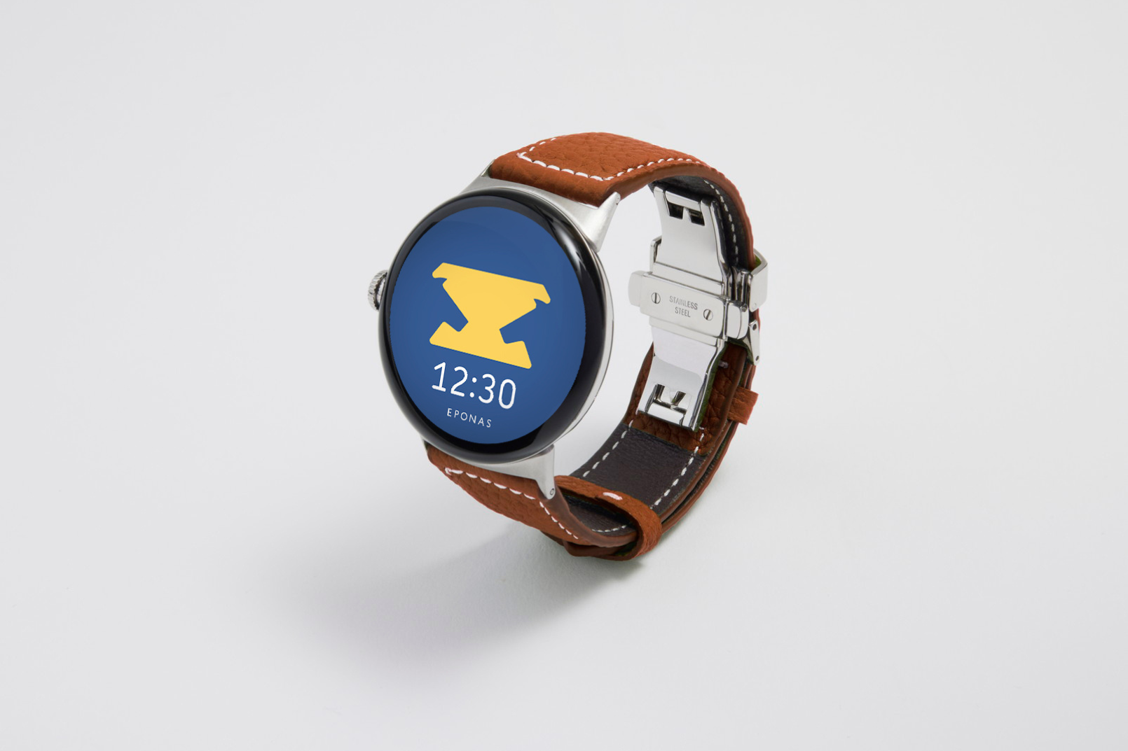 Google Pixel Watch用レザーバンド / シルバーメタル グーグルピクセル 