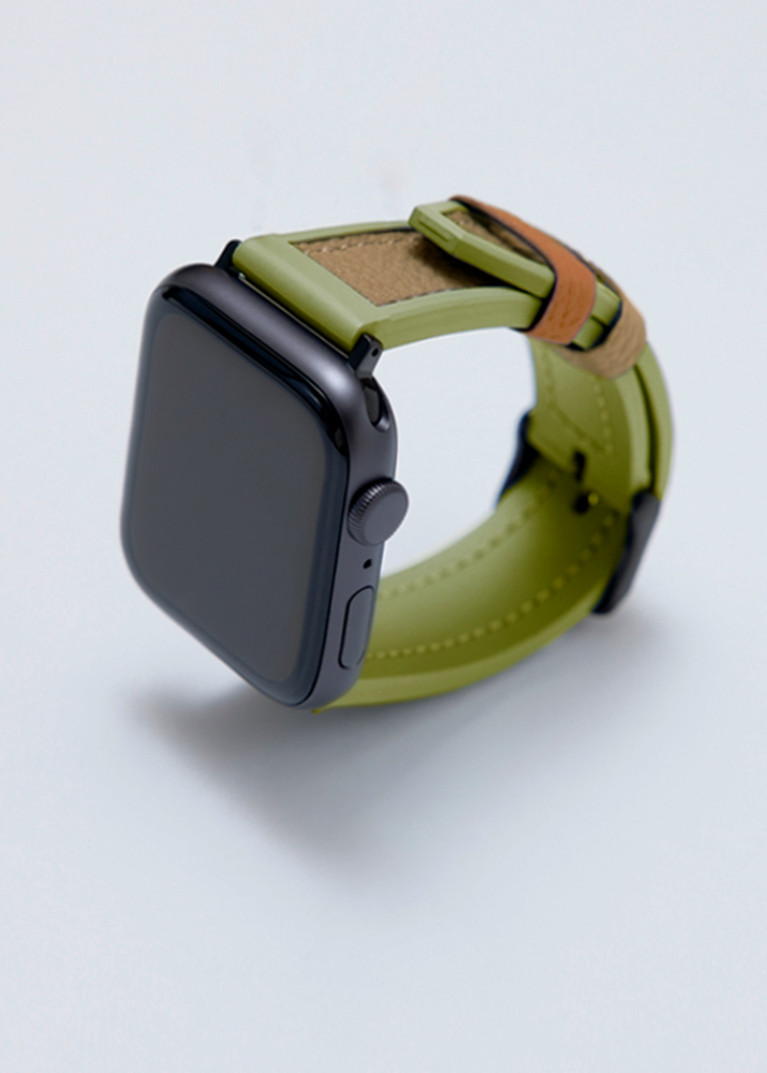 Apple Watch用 スポーツレザーバンド 42mm 41mm 40mm ブラックメタル