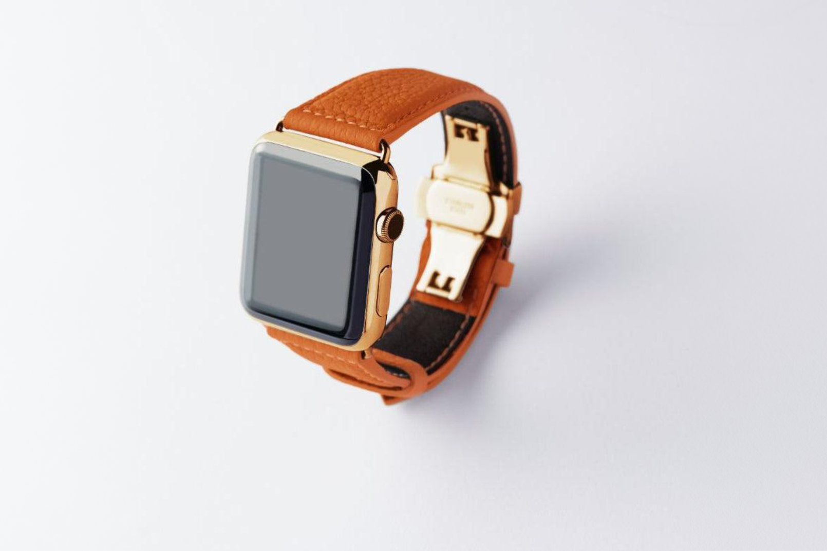 NEW Apple Watch用レザーバンド 45mm 44mm 42mm /イエローゴールドメタル