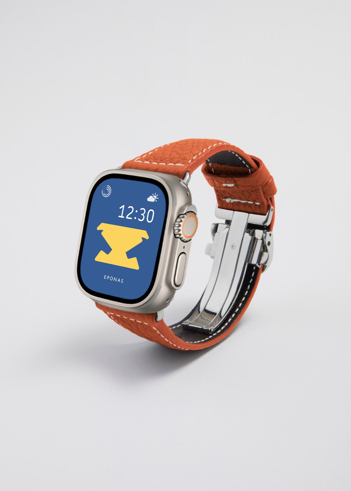 Apple Watch Ultra 49mm 用レザーバンド Wide  /シルバーメタル