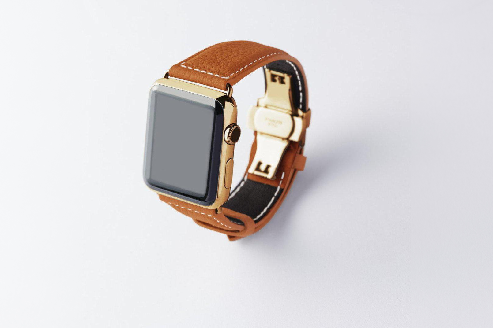NEW Apple Watch用レザーバンド 41mm 40mm 38mm / イエローゴールドメタル