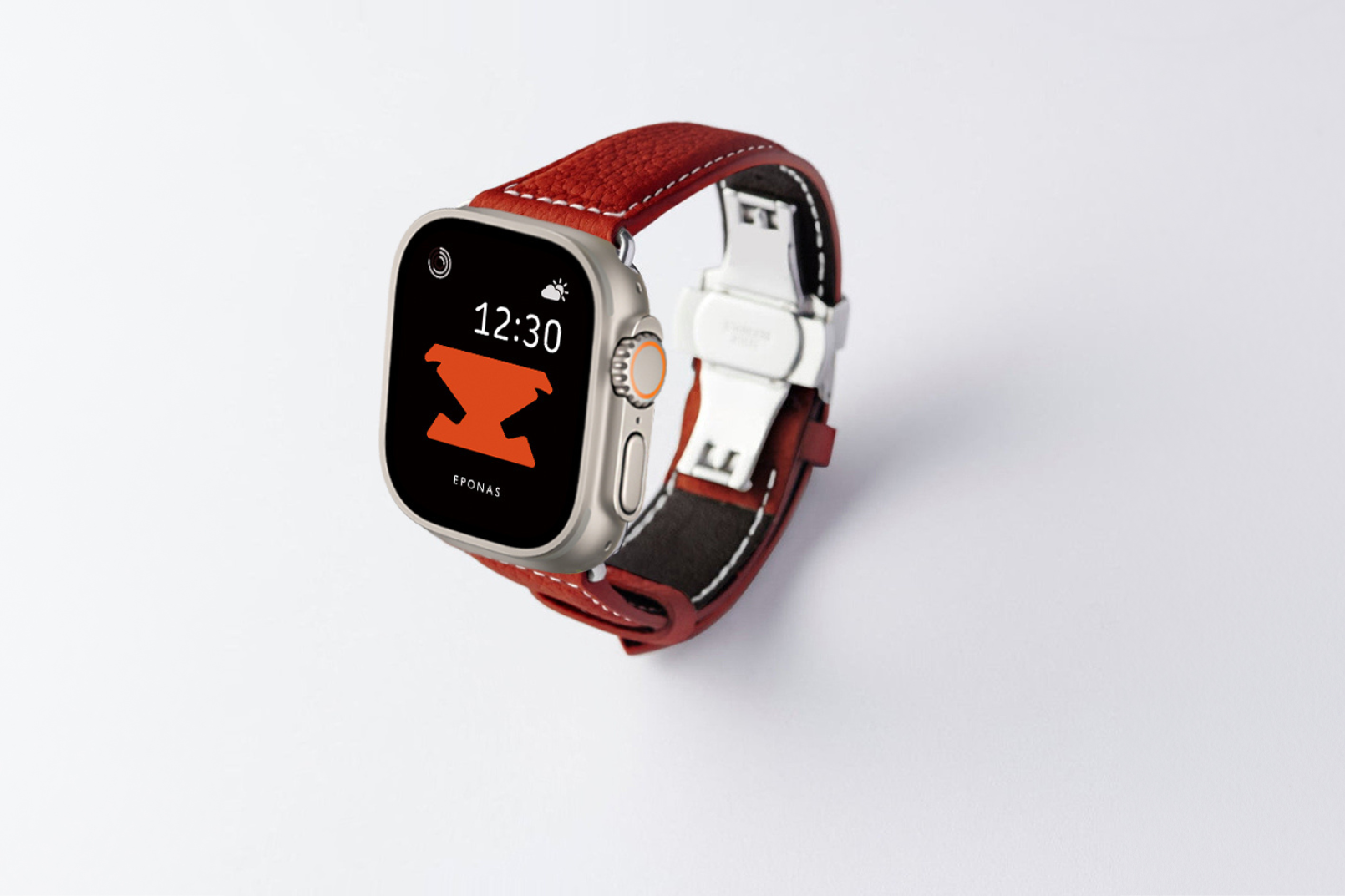 NEW Apple Watch Ultra 49mm 用レザーバンド Wide /シルバーメタル