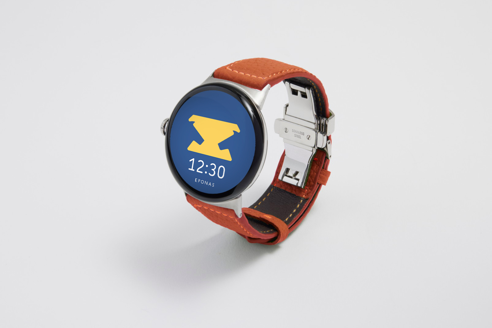 Google Pixel Watch用レザーバンド / シルバーメタル グーグルピクセル