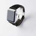 Apple Watch用レザーバンド Ultra 46mm 45mm 44mm /シルバーメタル ダブルバックル
