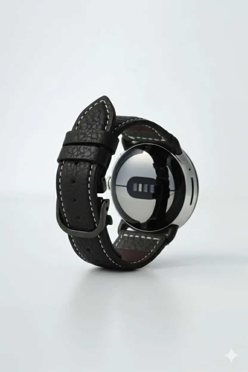 45mm 用 Google Pixel Watch用レザーバンド / ブラックメタル