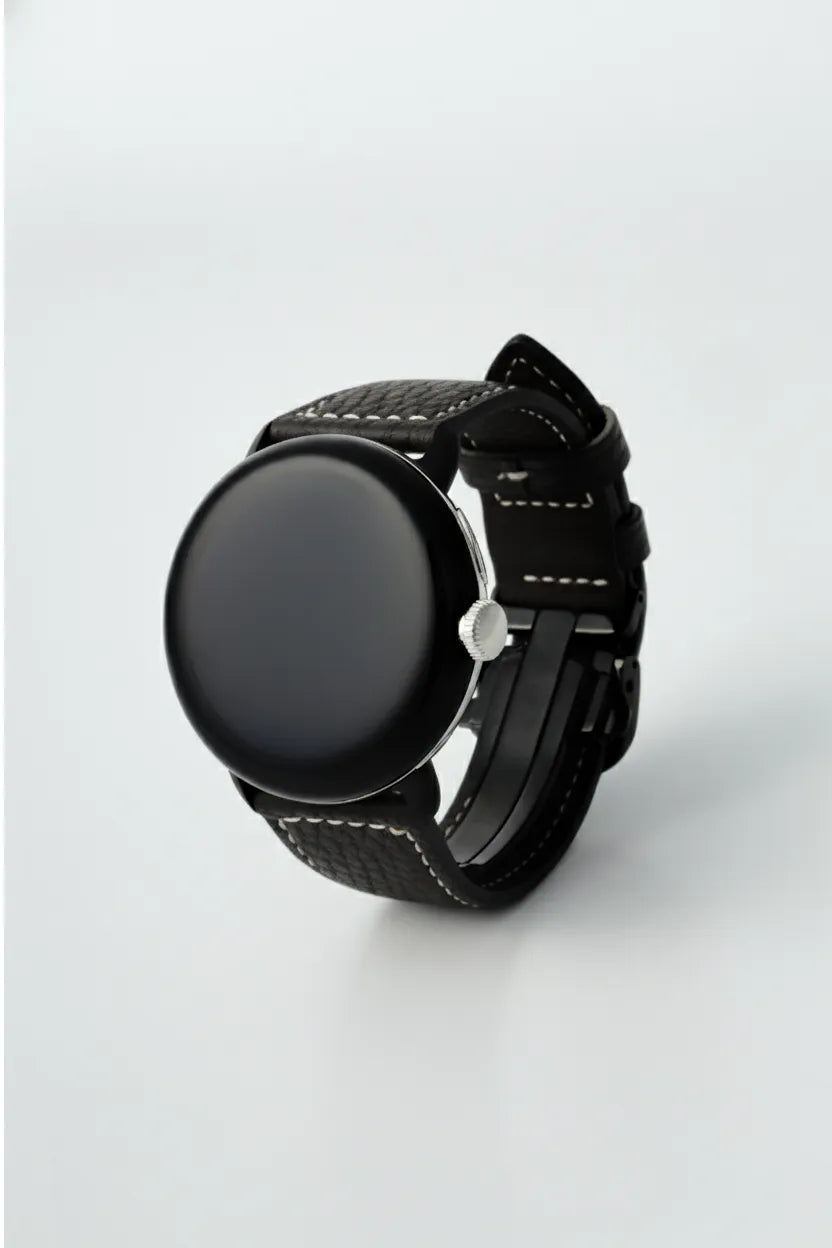 45mm 用 Google Pixel Watch用レザーバンド / ブラックメタル