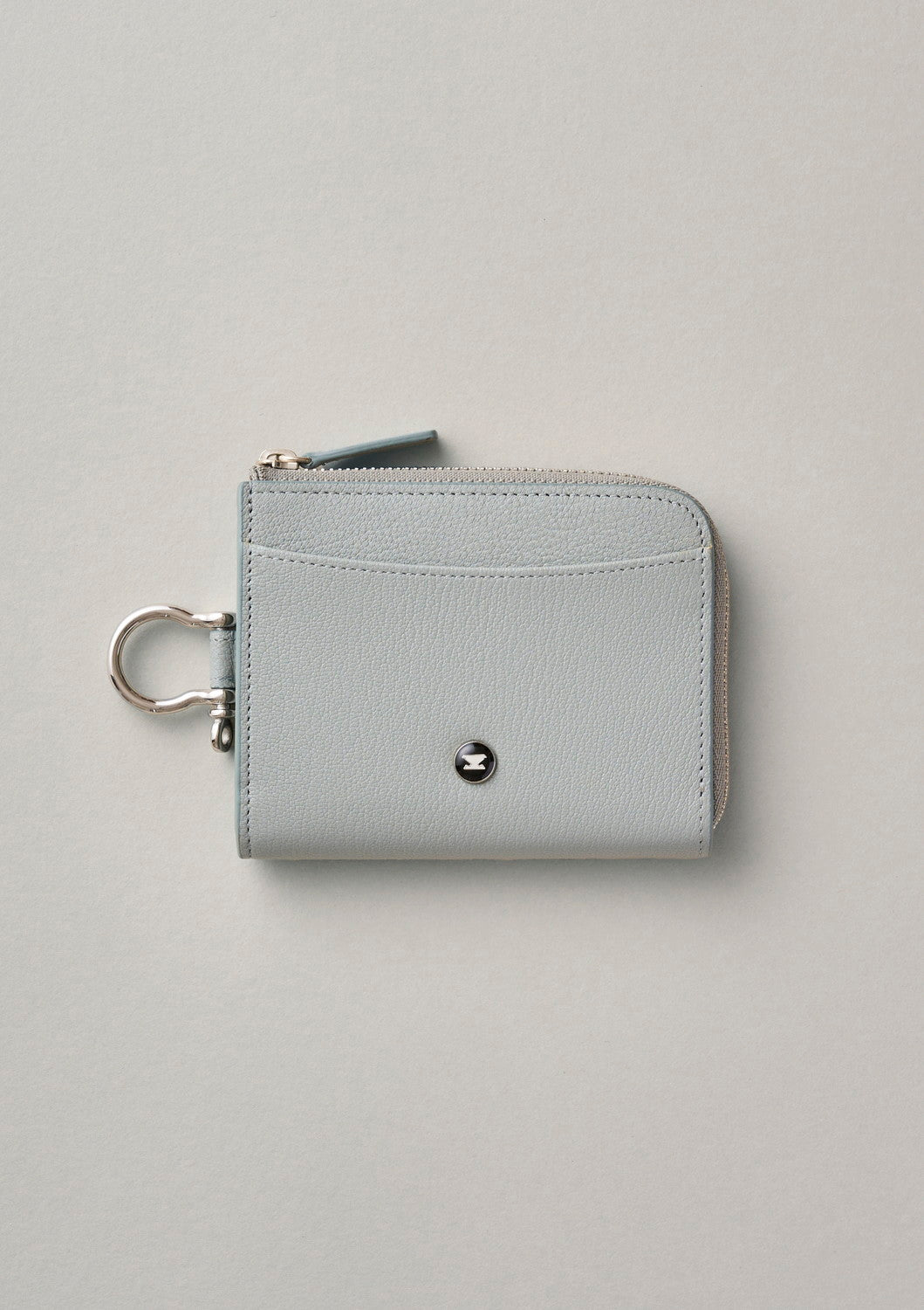 ジップレザーウォレット グレー AirTag 収納ポケット付き 財布 / Zip Leather Wallet Blue Gray