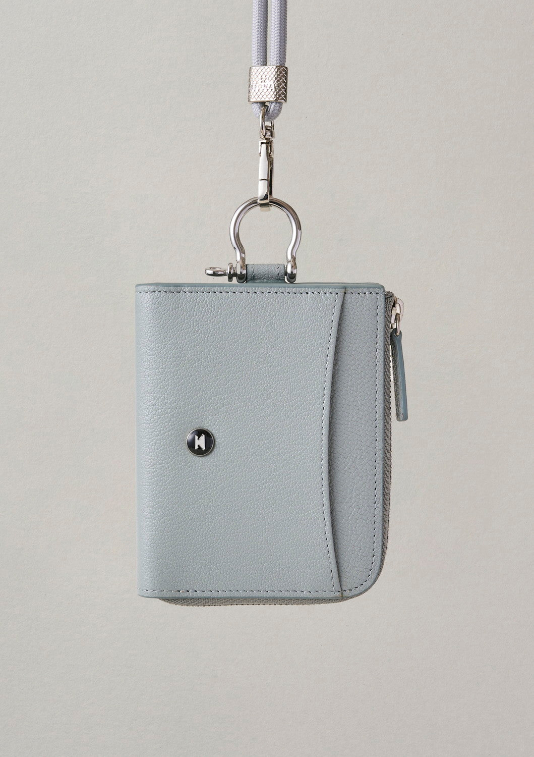 "NEW" ジップレザーウォレット グレー AirTag 収納ポケット付き / Zip Leather Wallet Blue Gray