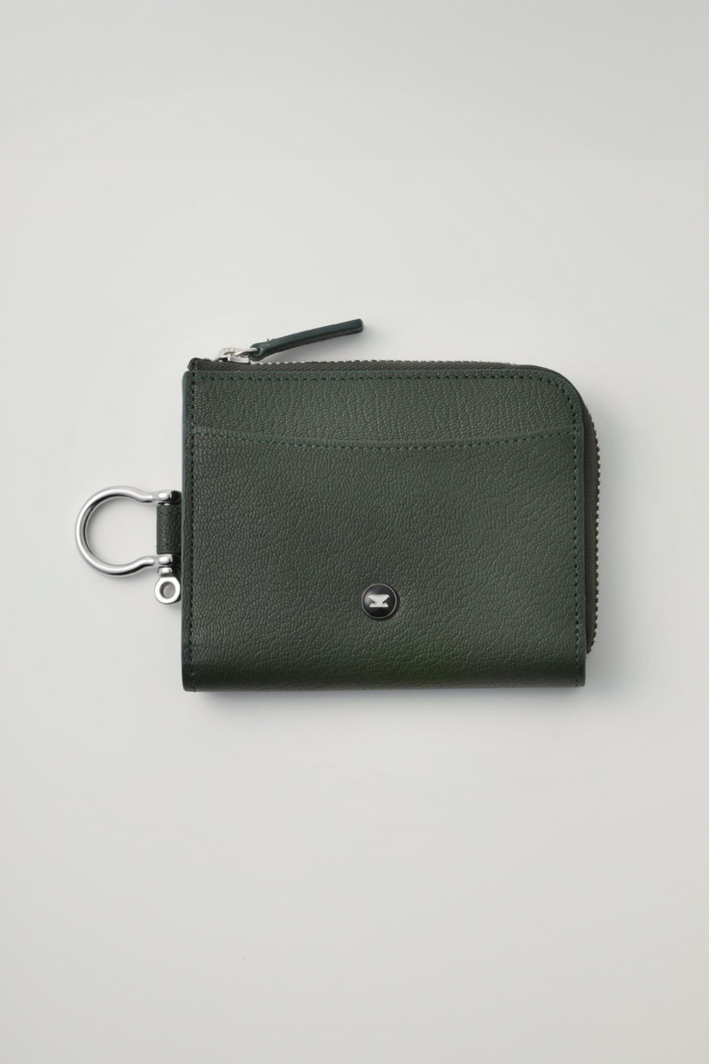 【ストラップ付き】eponas ジップレザーウォレット AirTagポケット付 ジップレザーウォレット ブラック AirTag 収納ポケット付き 財布