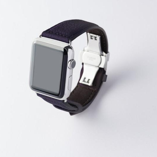 Apple Watch用レザーバンド Ultra 46mm 45mm 44mm /シルバーメタル ダブルバックル