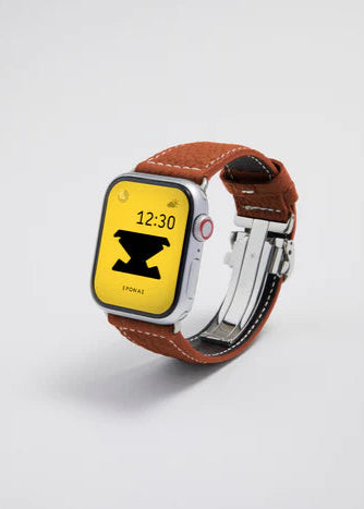 Apple Watch用レザーバンド　ロワールブラウン/ホワイトステッチ