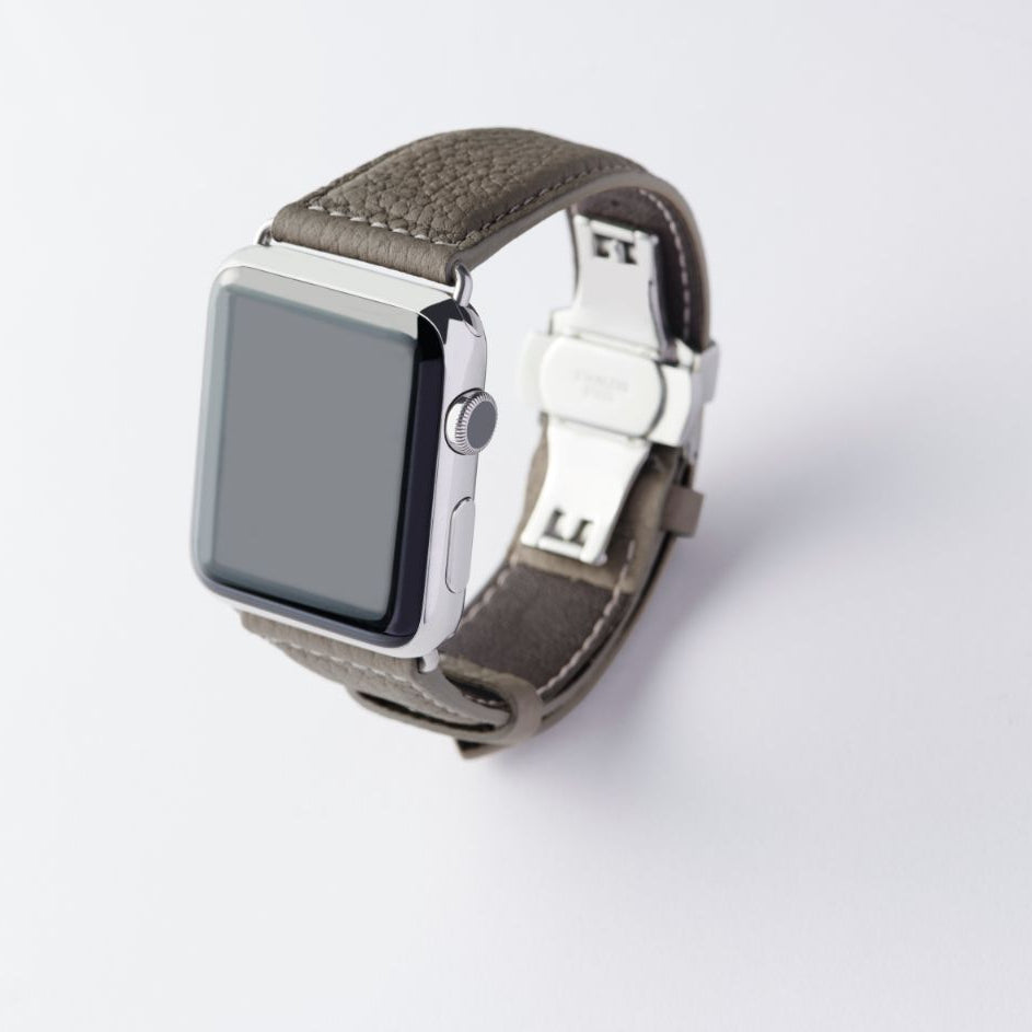 Apple Watch用レザーバンド 42mm 41mm 40mm / シルバーメタル ダブルバックル