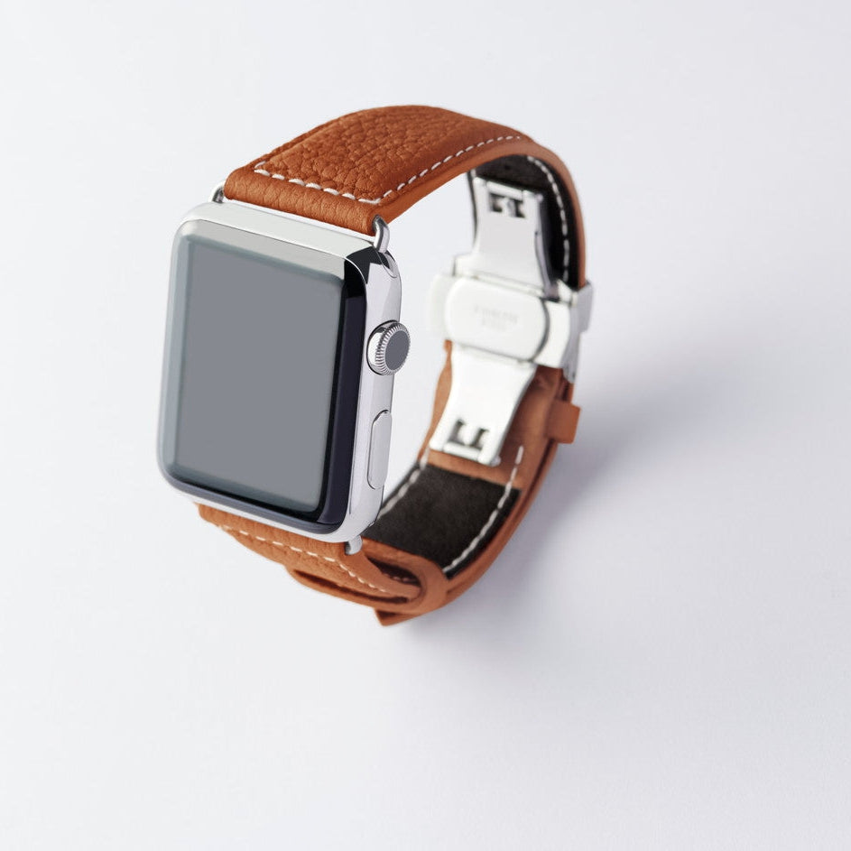 Apple Watch用レザーバンド 42mm 41mm 40mm / シルバーメタル ダブルバックル