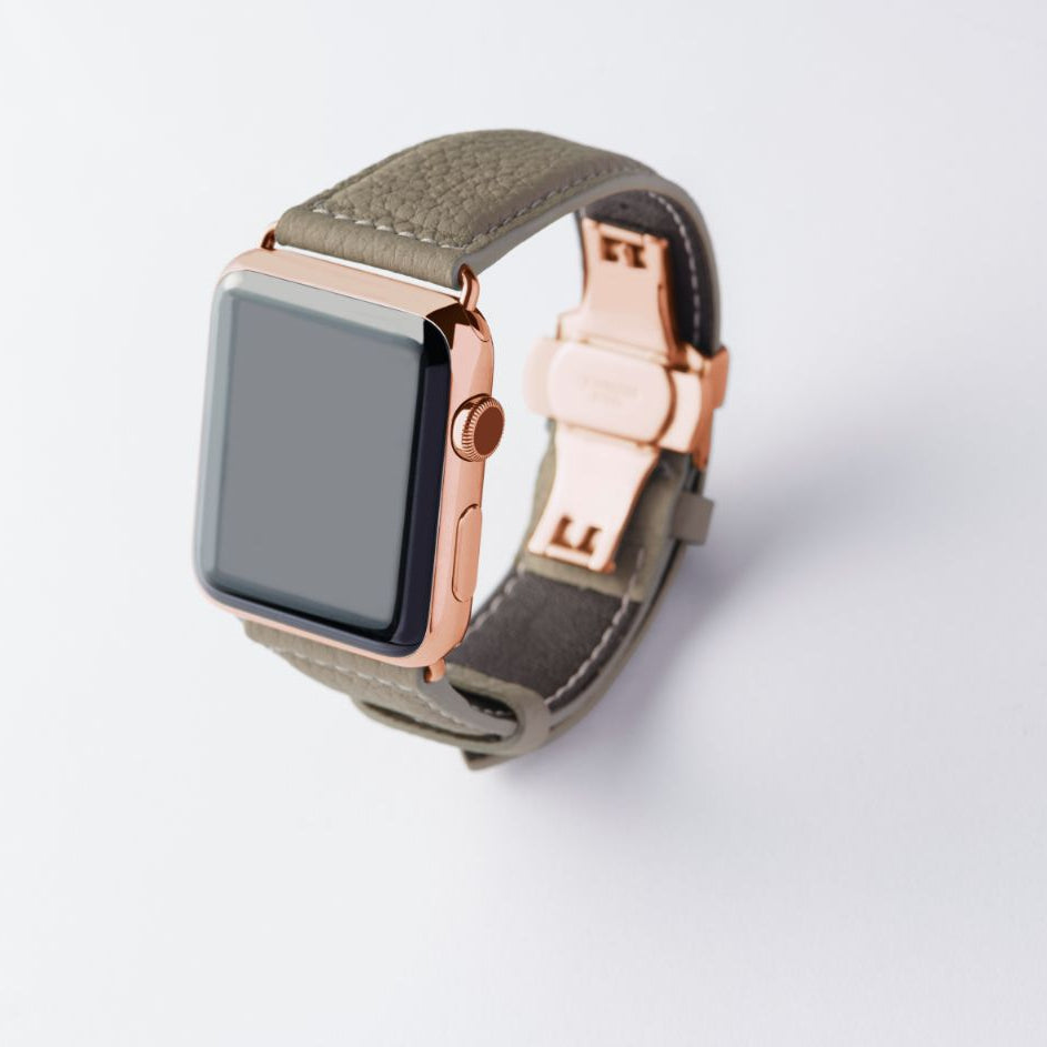 Apple Watch用レザーバンド 42mm 41mm 40mm / ゴールドメタル ダブルバックル