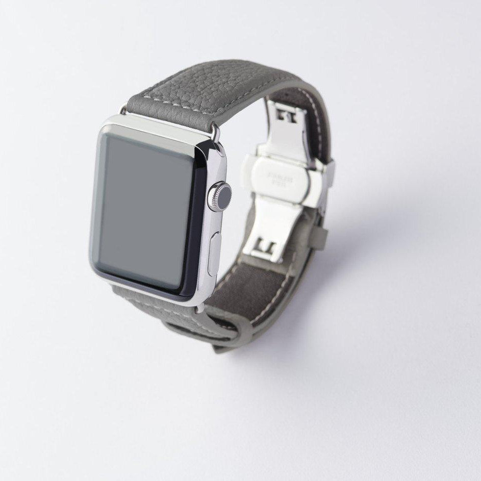 Apple Watch用レザーバンド 42mm 41mm 40mm / シルバーメタル ダブルバックル