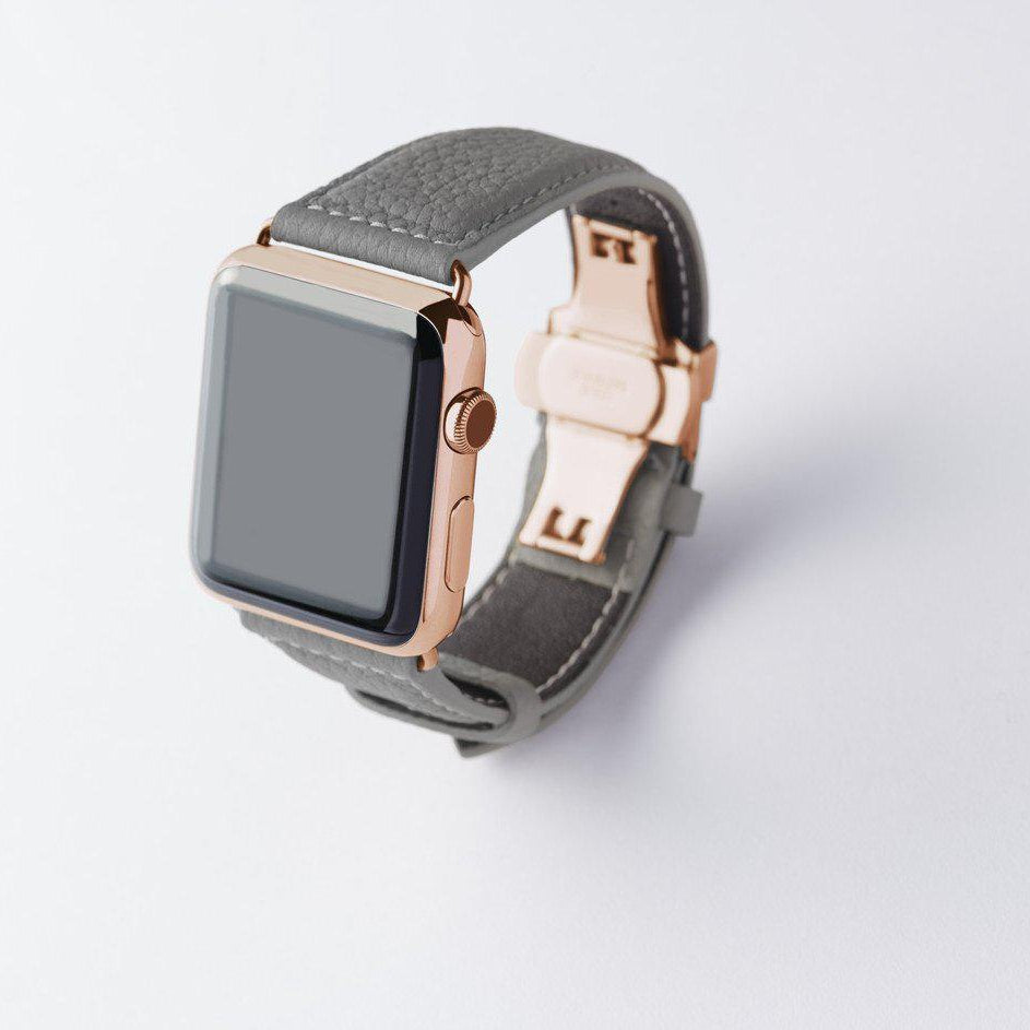 Apple Watch用レザーバンド 42mm 41mm 40mm / ゴールドメタル ダブルバックル