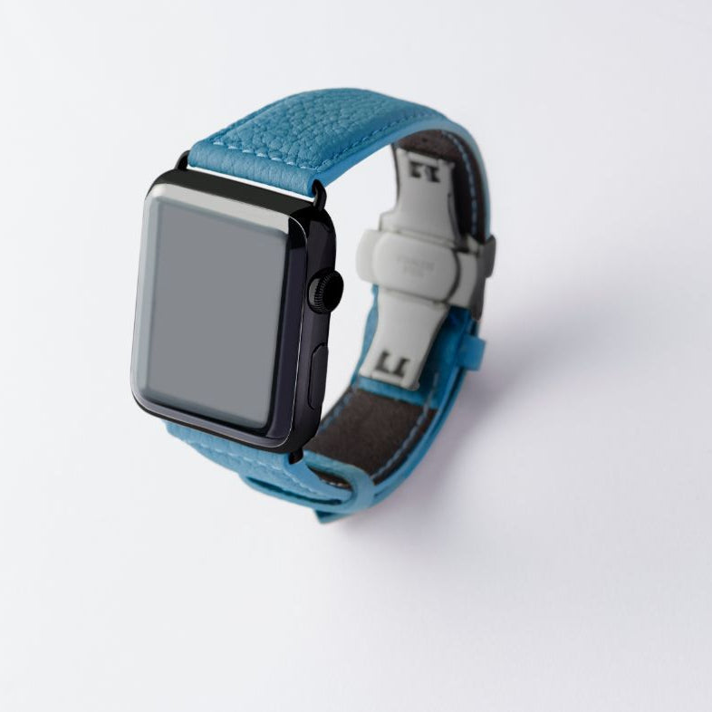 Apple Watch用レザーバンド 42mm 41mm 40mm / ブラックメタル ダブルバックル