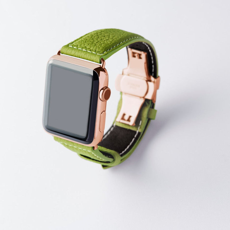 Apple Watch用レザーバンド 42mm 41mm 40mm / ゴールドメタル ダブルバックル