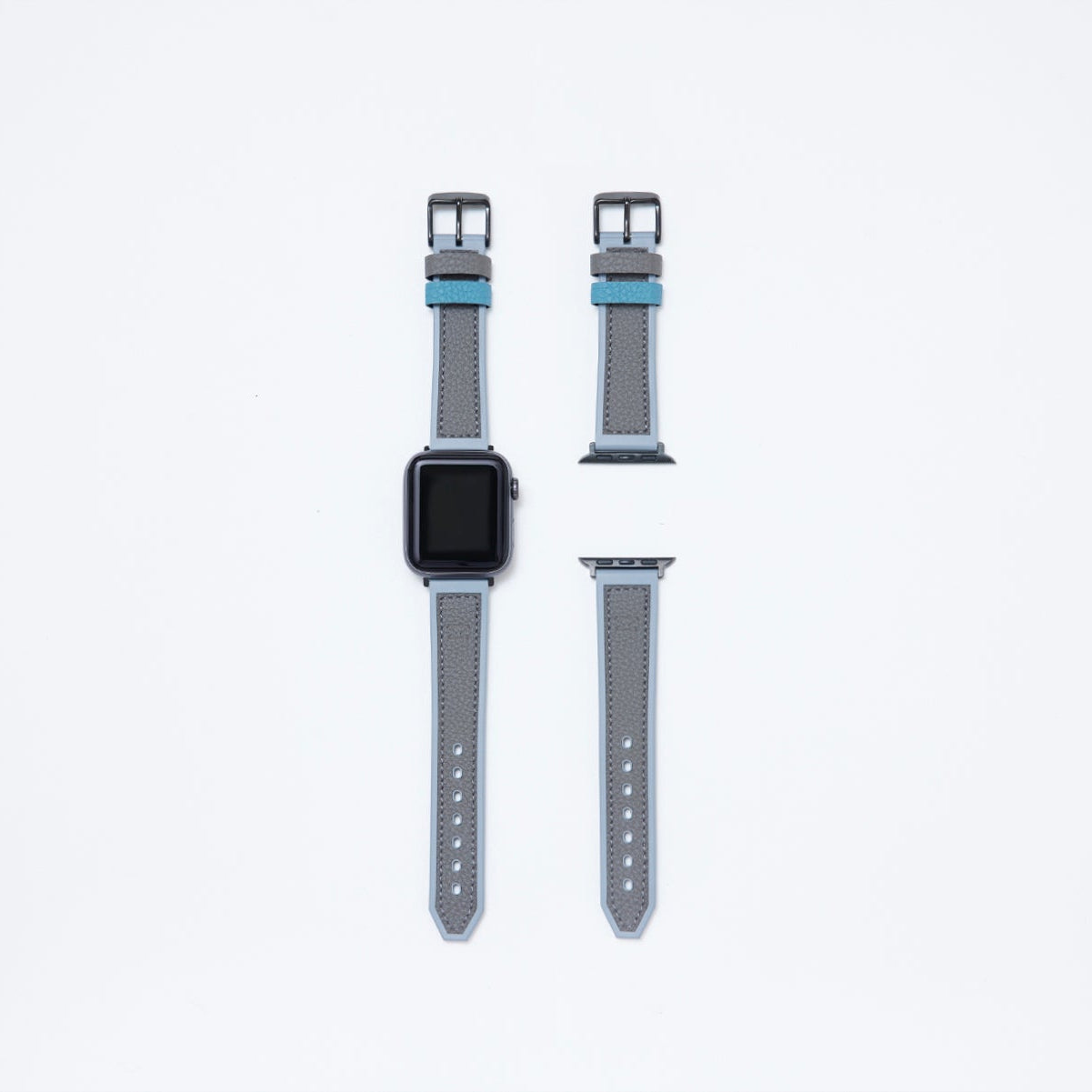 Apple Watch用 スポーツレザーバンド 41mm 40mm 38mm ブラックメタル