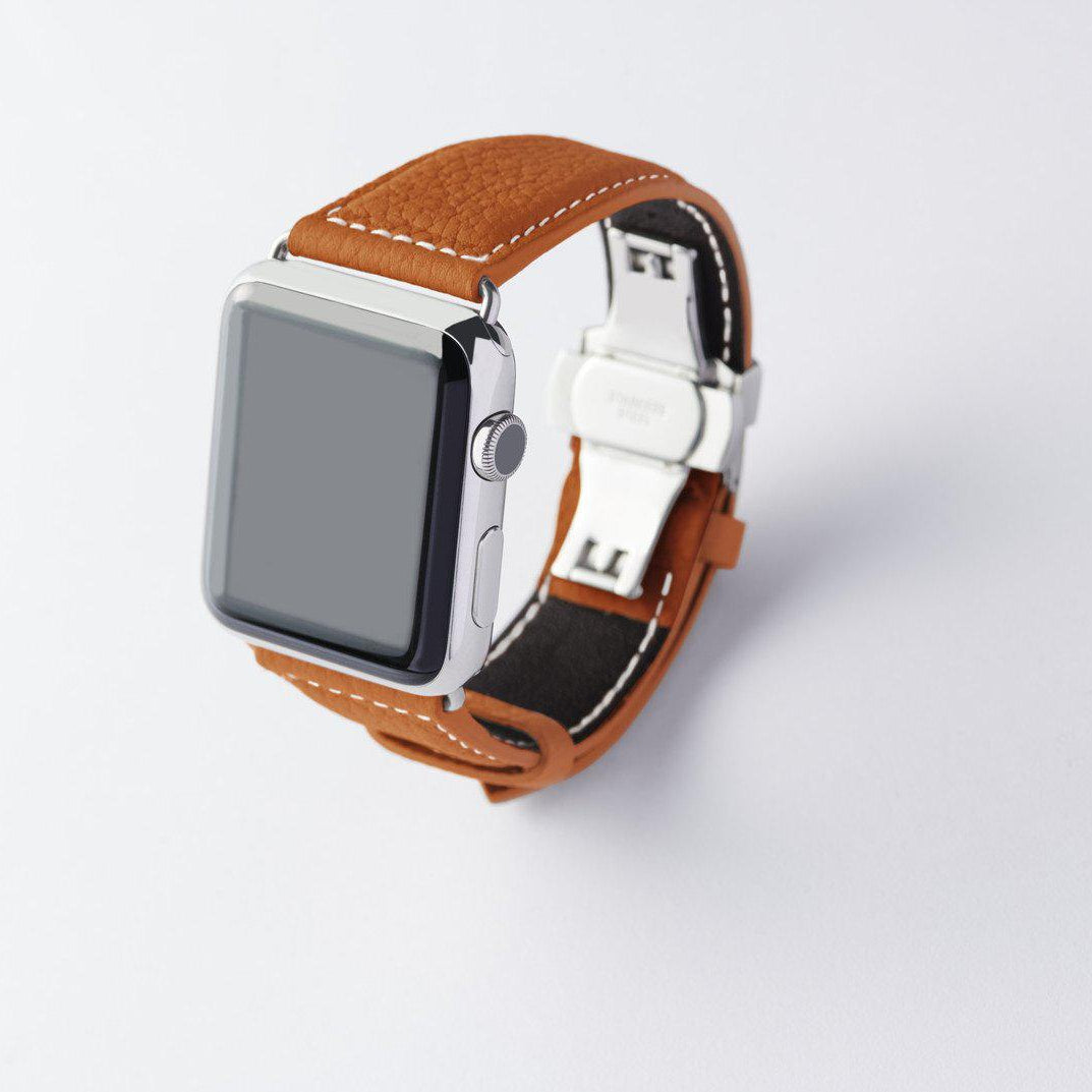 Apple Watch用レザーバンド 42mm 41mm 40mm / シルバーメタル ダブルバックル