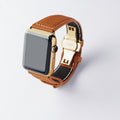 Apple Watch用レザーバンド Ultra 46mm 45mm 44mm /イエローゴールドメタル ダブルバックル