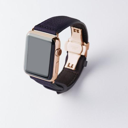 Apple Watch用レザーバンド Ultra 46mm 45mm 44mm /ゴールドメタル ダブルバックル